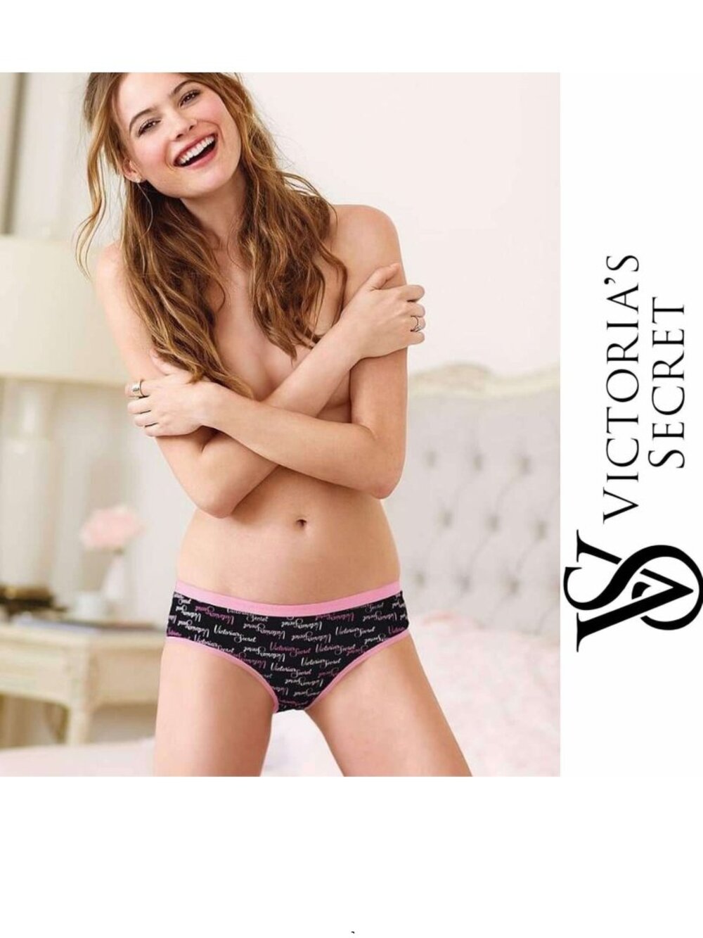 Victoria's Secret | Black Pink Signature Logo Hip Hugger Panties | Size Small